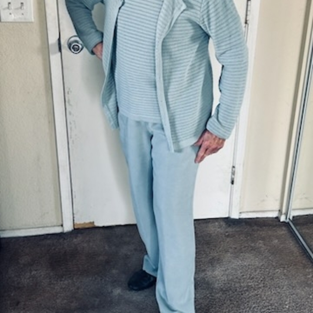 Light Blue Knit Cardigan and Pants Set